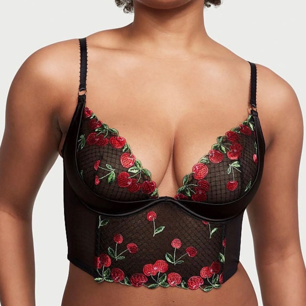 Victoria’s Secret Very Sexy Cherry Embroidery Quarter Cup Corset Bra NWT | 36B